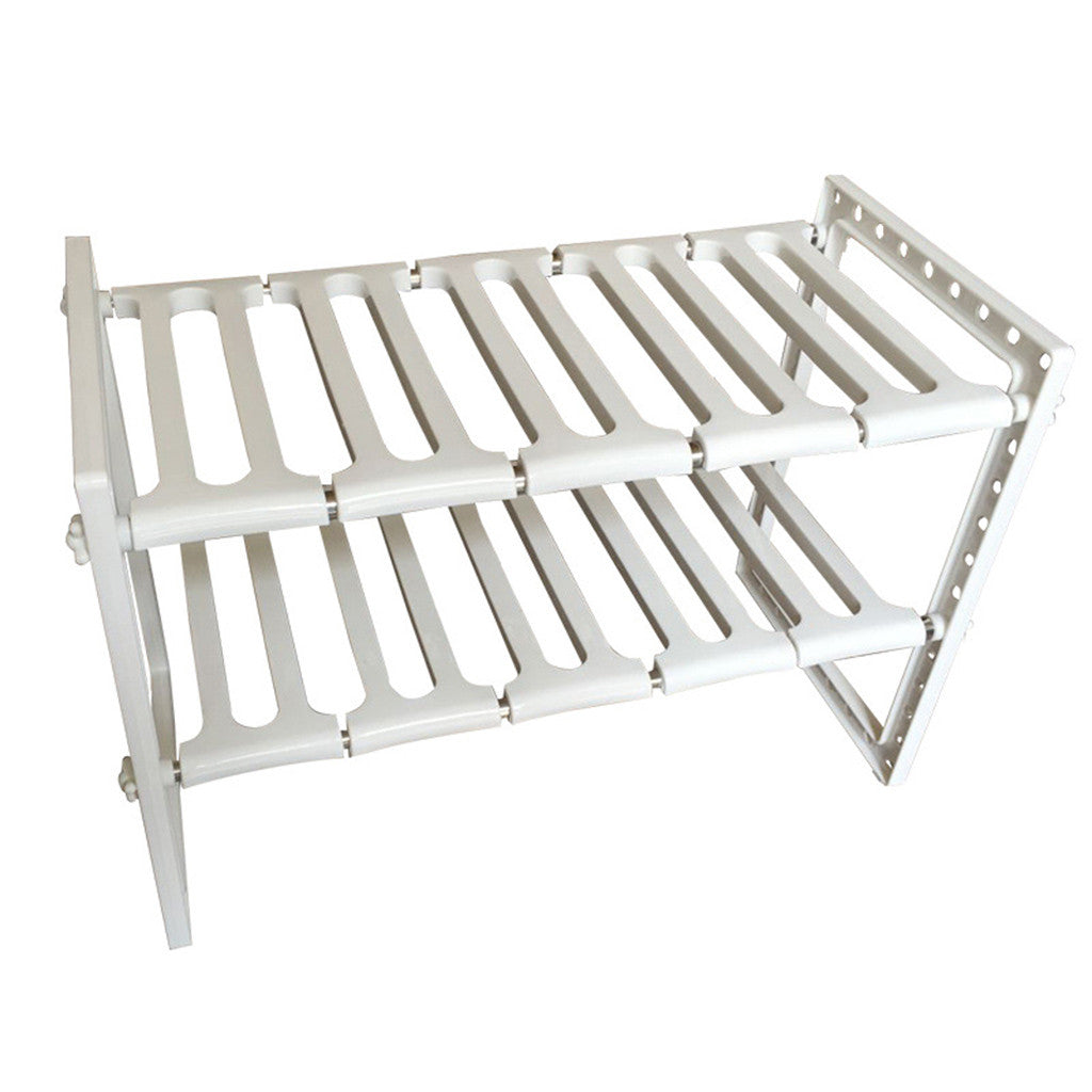 Expandable 2-Tier Under-Sink Shelf, Stainless Frame