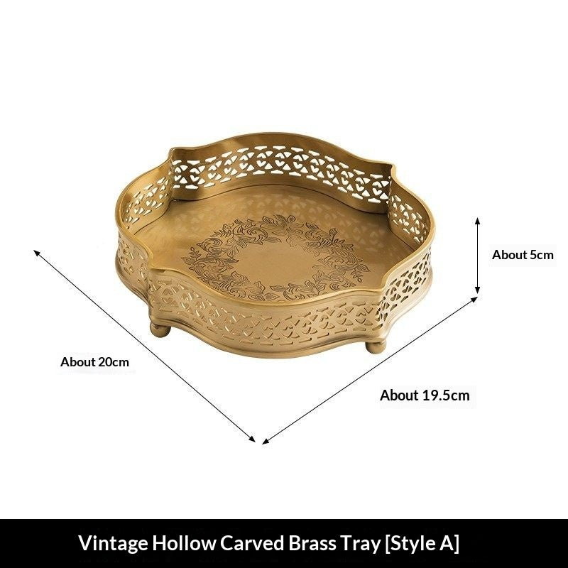 Carved Brass Decorative Tray