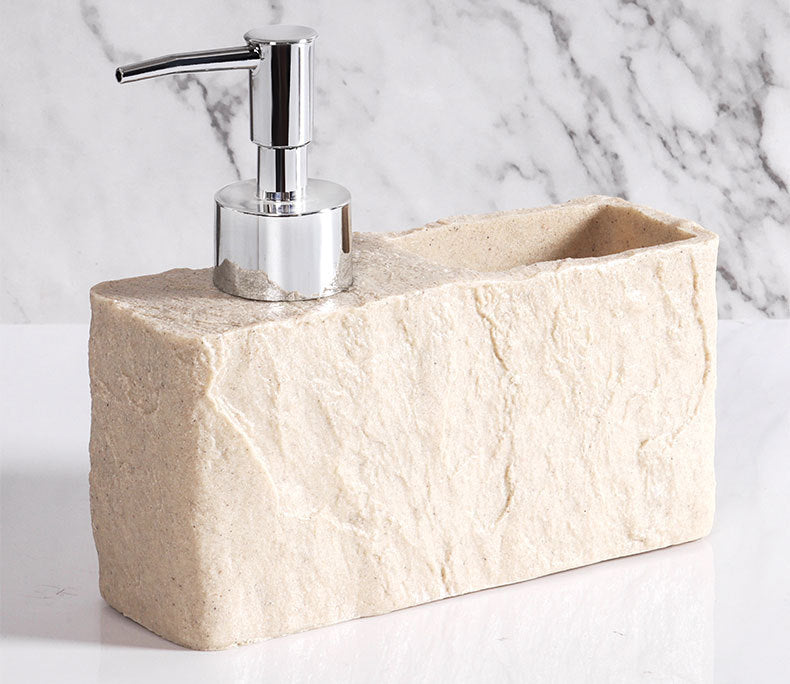 Marble-Look Soap Dispenser and Sponge Holder Set