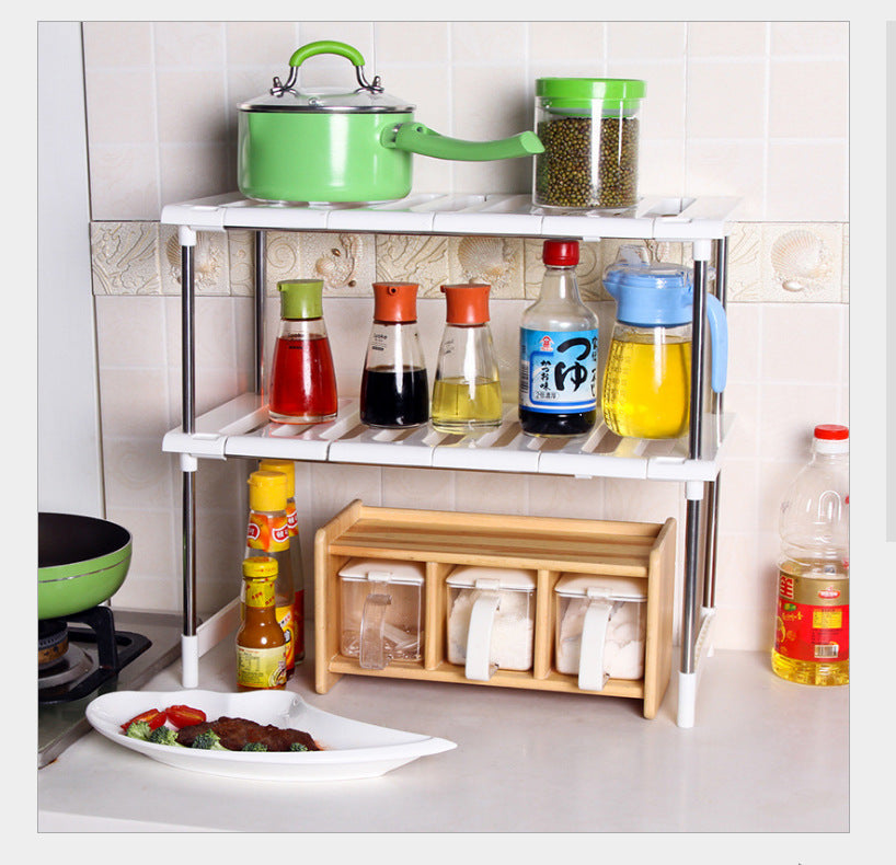 Expandable 2-Tier Under-Sink Shelf