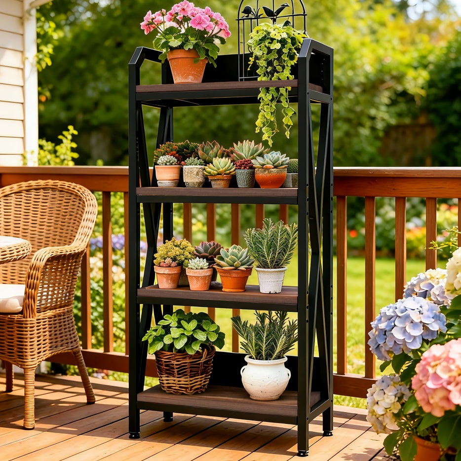 4-Tier Metal and Wood Bakers Rack, 56.3 in