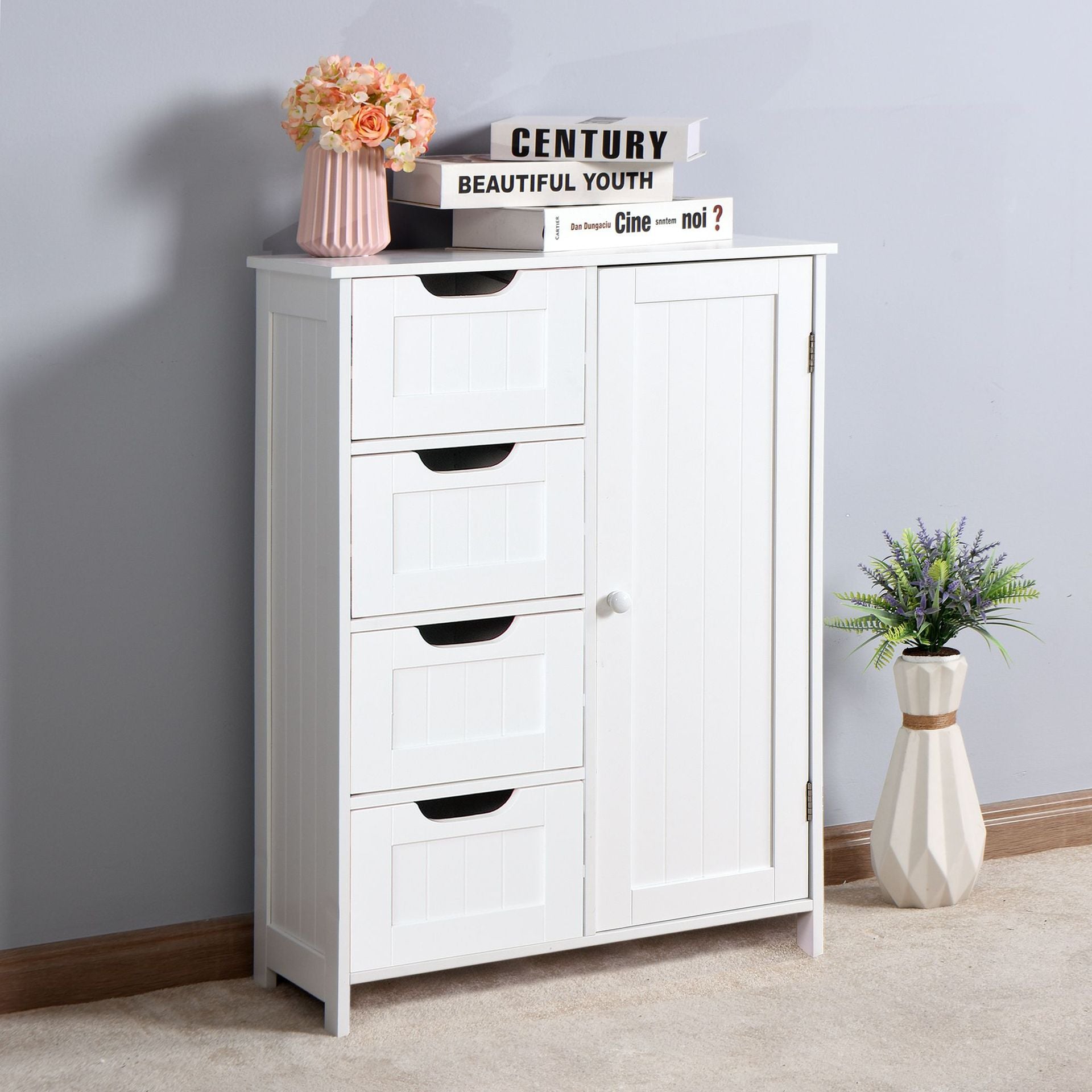 White 4-Drawer Storage Cabinet