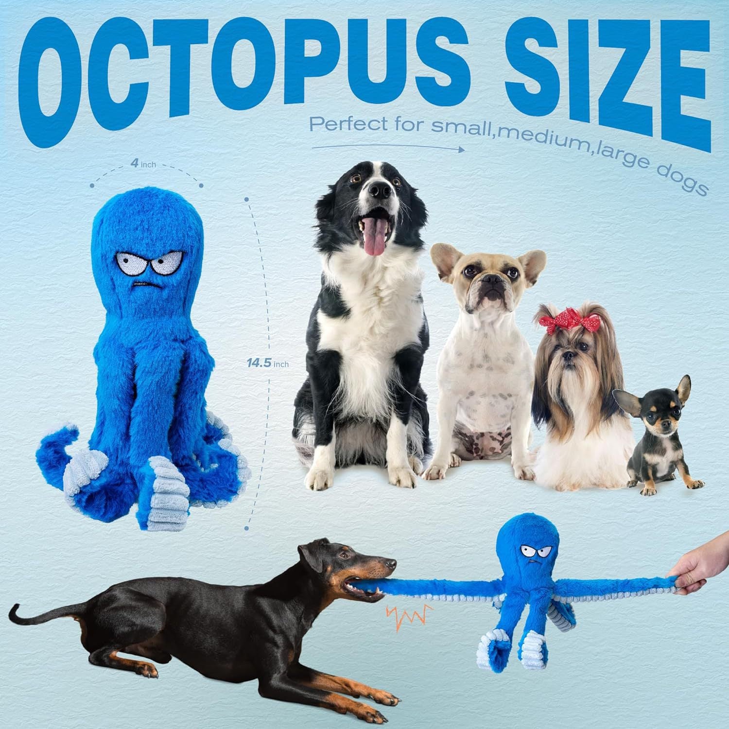 Squeaky Octopus Tug Toy for Dogs