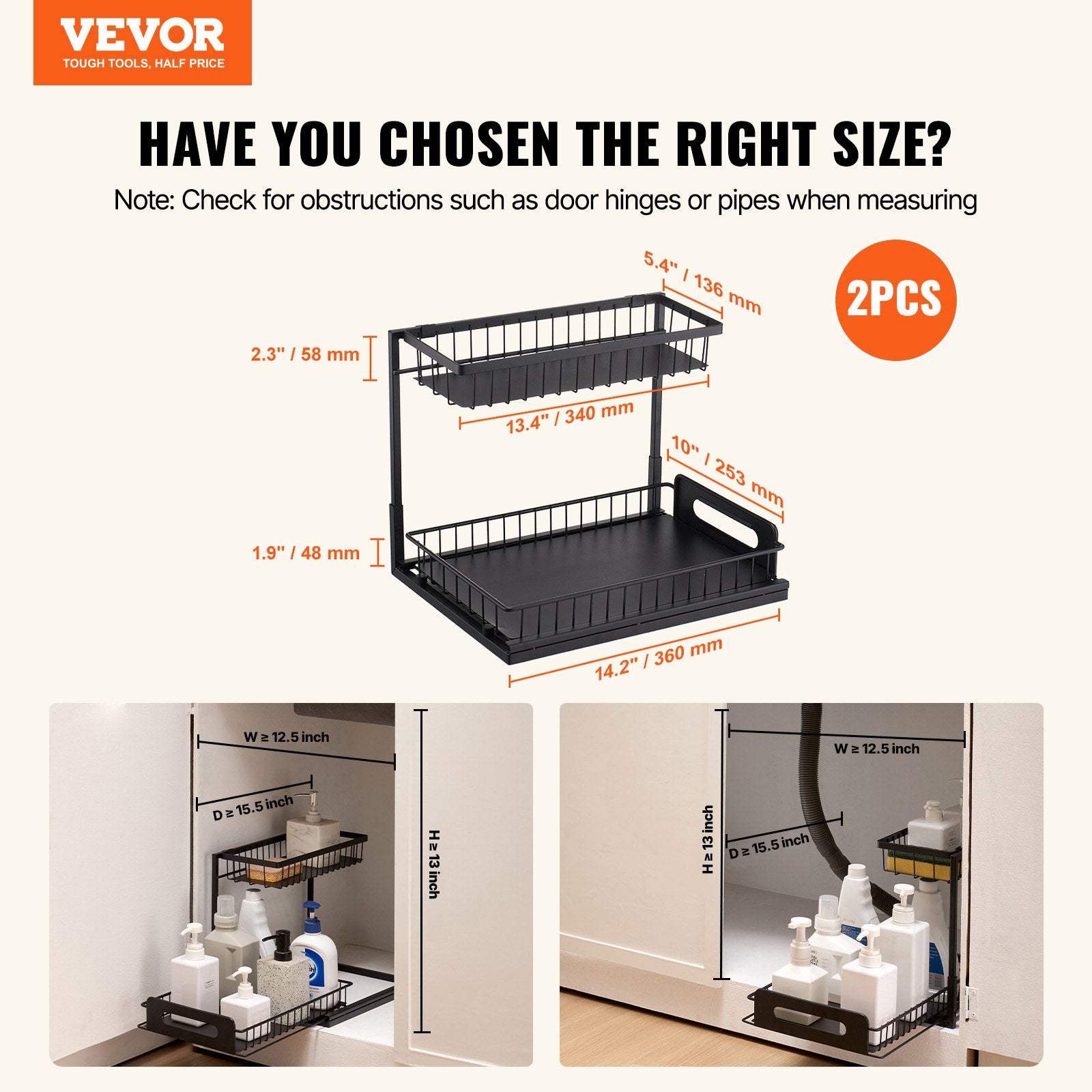 2-Tier Pull-Out Under-Sink Cabinet Organizer