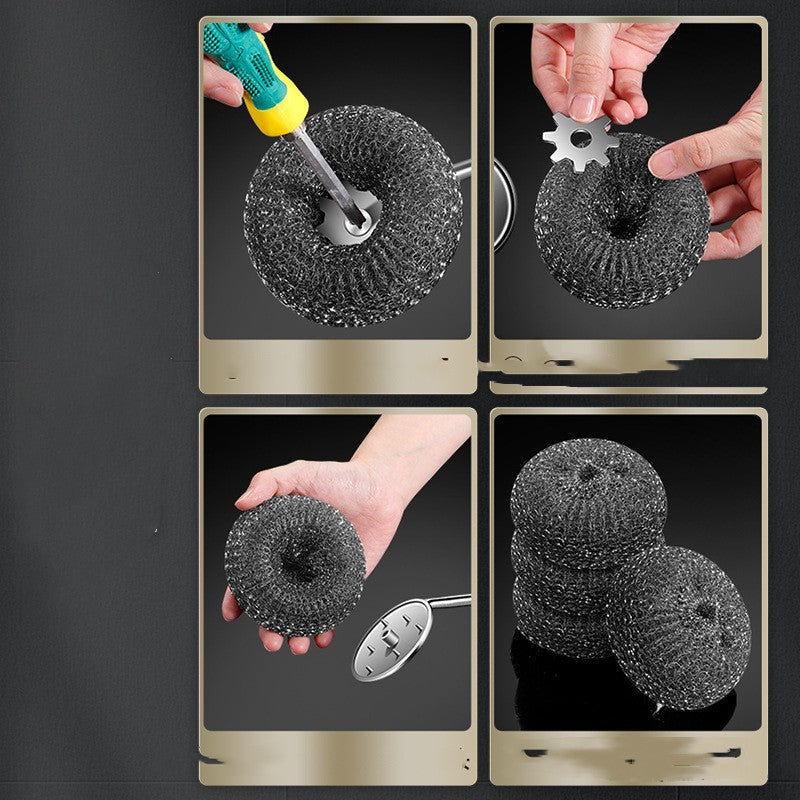 Stainless Steel Wire Scrubber with Long Handle