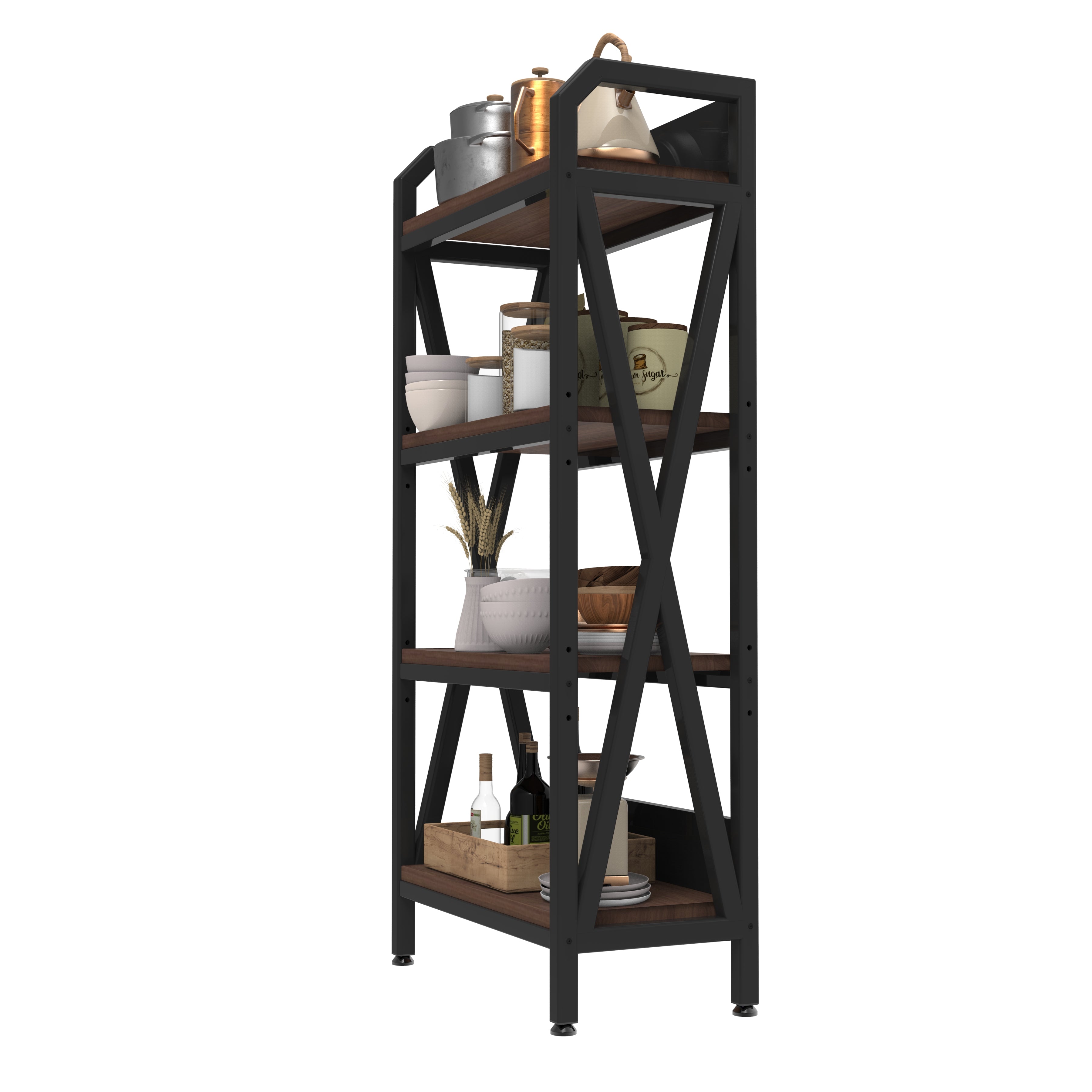 4-Tier Metal and Wood Bakers Rack, 56.3 in