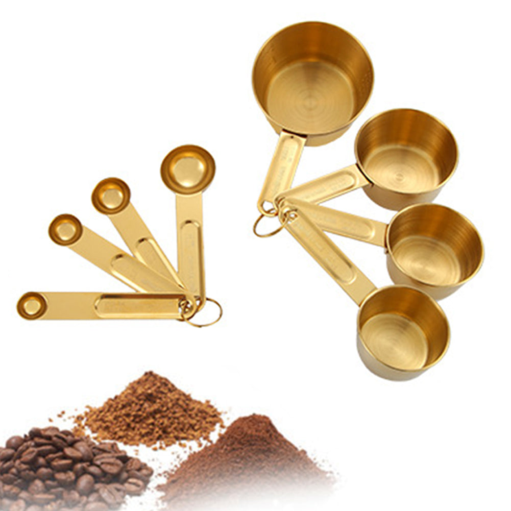Stainless Steel Measuring Cups and Spoons, 8 Pieces
