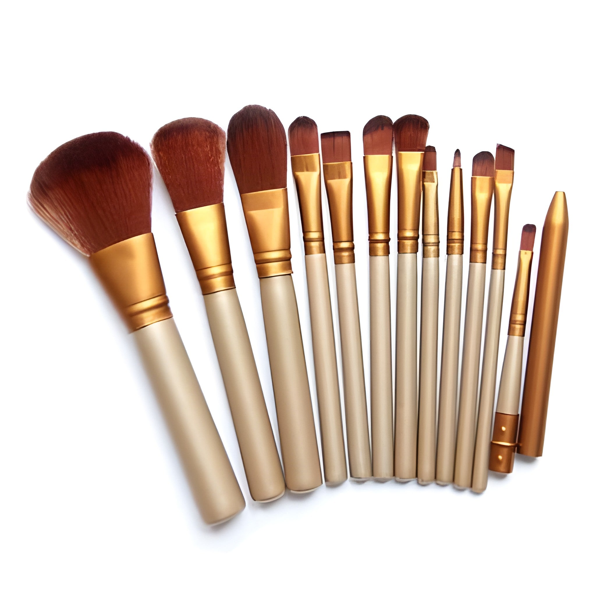 12-Piece Gold Makeup Brush Set with Tin Box