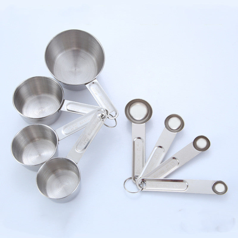 Stainless Steel Measuring Cups and Spoons, 8 Pieces