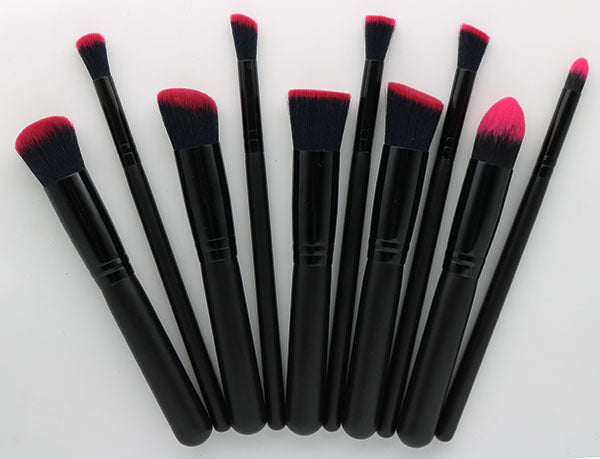 10-Piece Wooden Makeup Brush Set