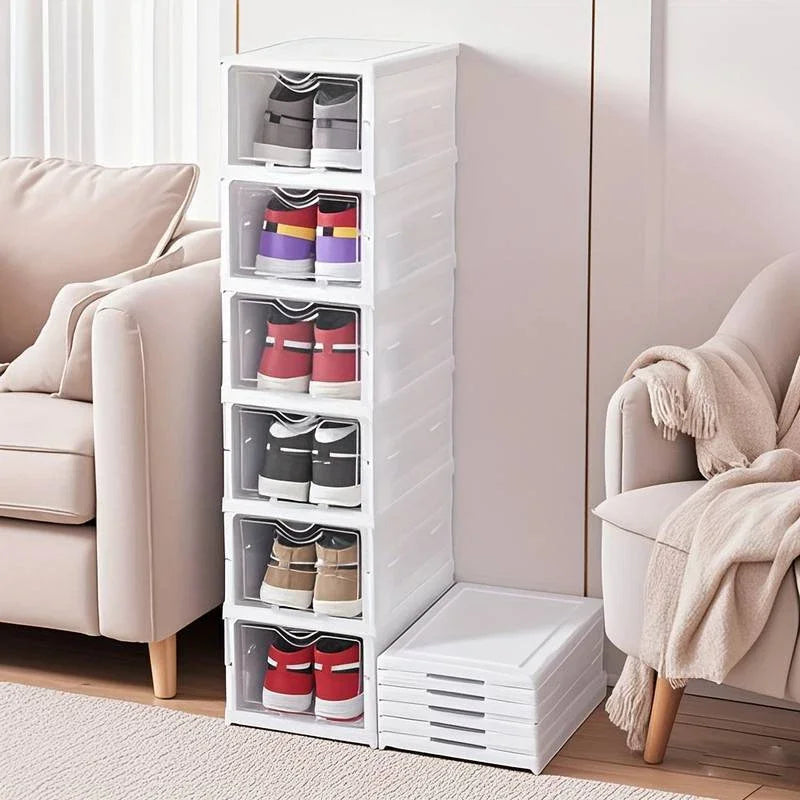 6-Tier Clear Foldable Shoe Storage Cabinet