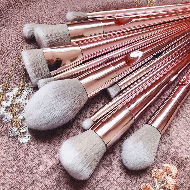 Pink Makeup Brush Set with Clutch Bag