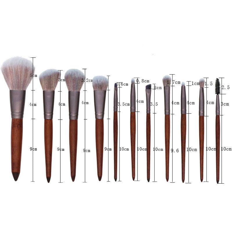11-Piece Makeup Brush Set, Natural Wood