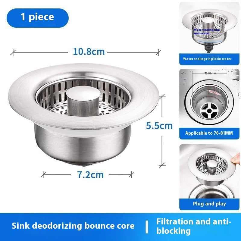 Stainless Steel Pop-Up Sink Strainer