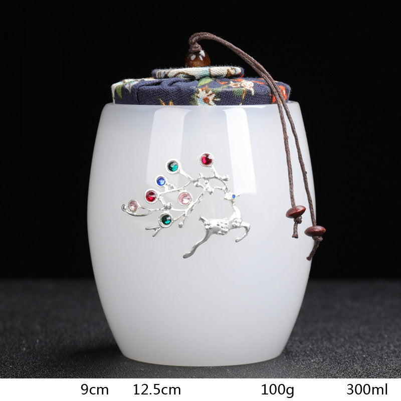 Silver-Inlaid Glazed Tea Caddy