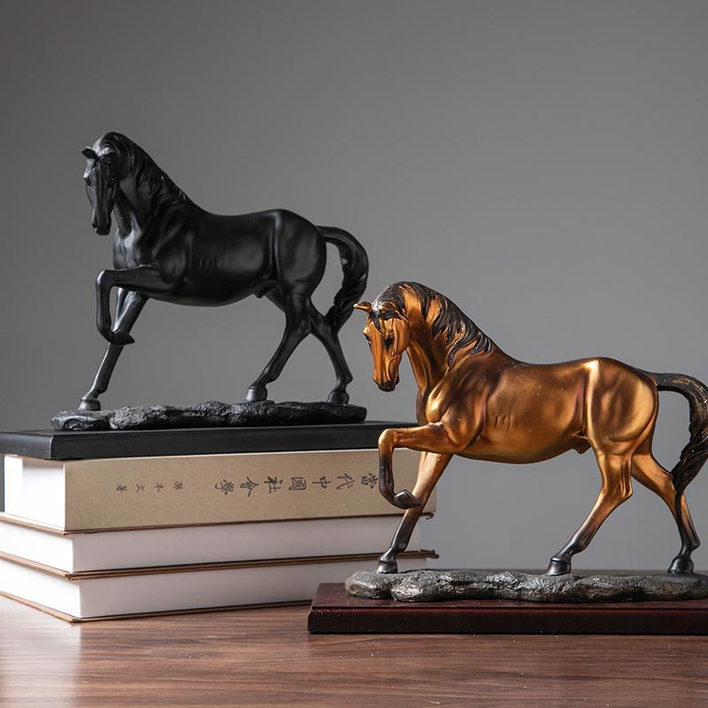 Bronze-Look Resin Horse Figurine