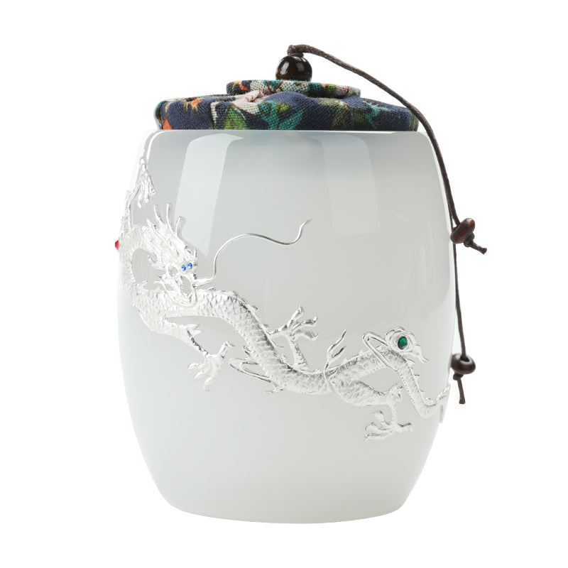 Silver-Inlaid Glazed Tea Caddy