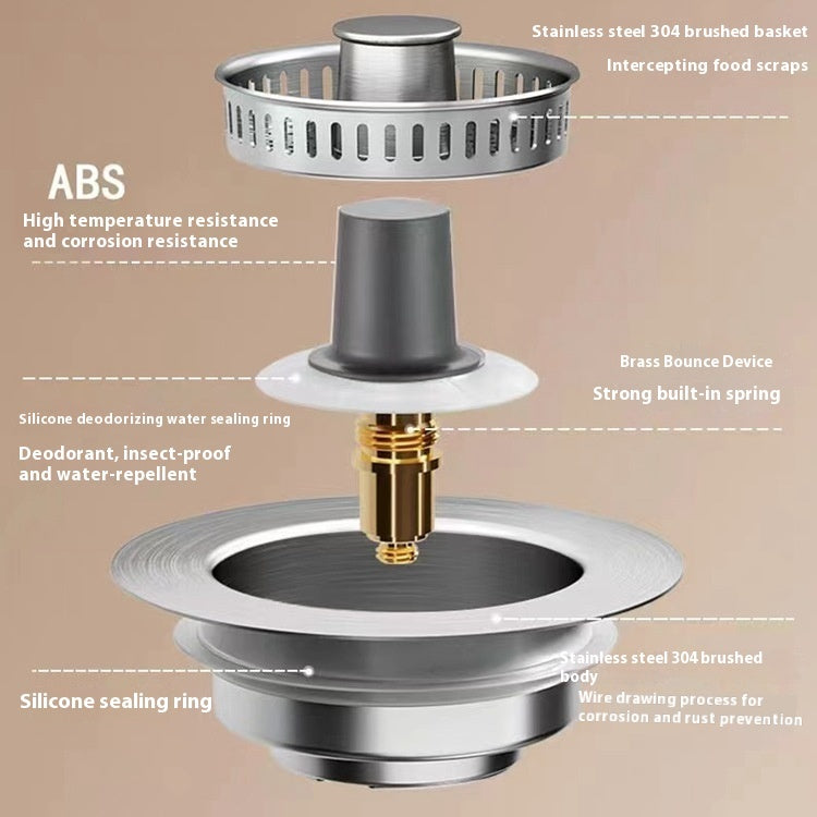 Stainless Steel Pop-Up Sink Strainer