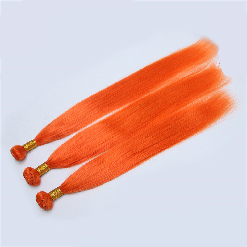 Orange Human Hair Bundle, Straight