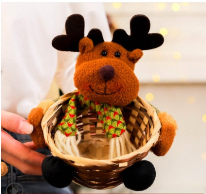 Wooden Christmas Candy Basket Decoration