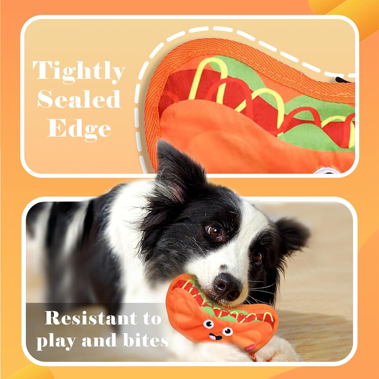 Squeaky Crinkle Food Dog Toy, No Stuffing