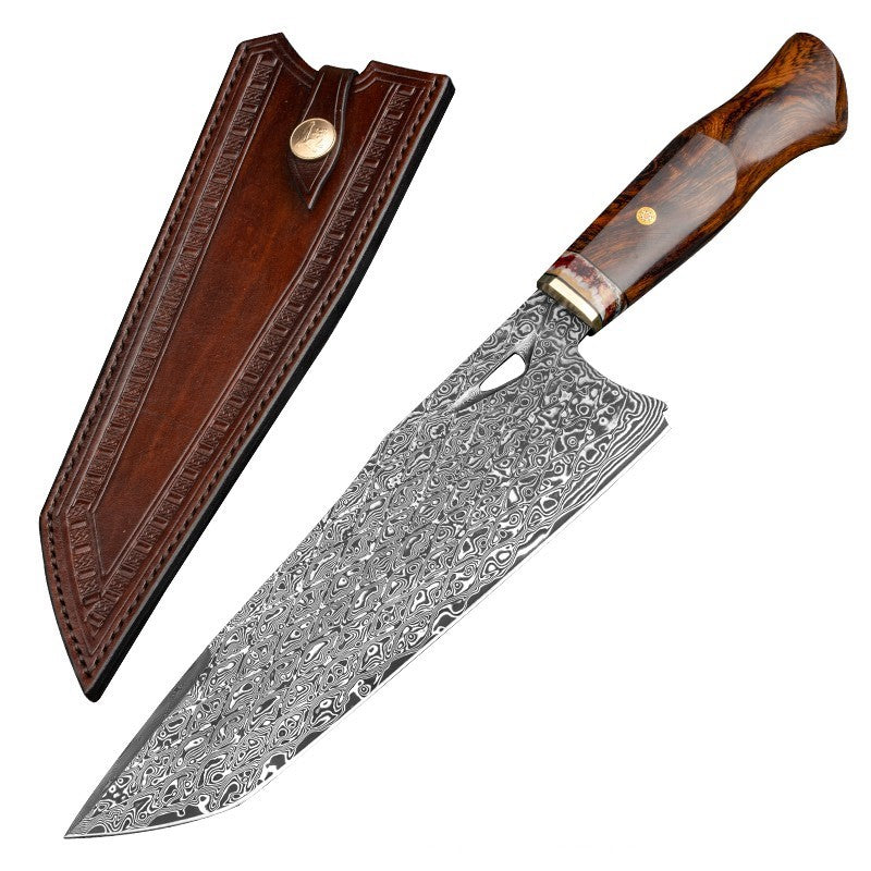 Damascus-Pattern Chef's Knife, 8.6 in Blade
