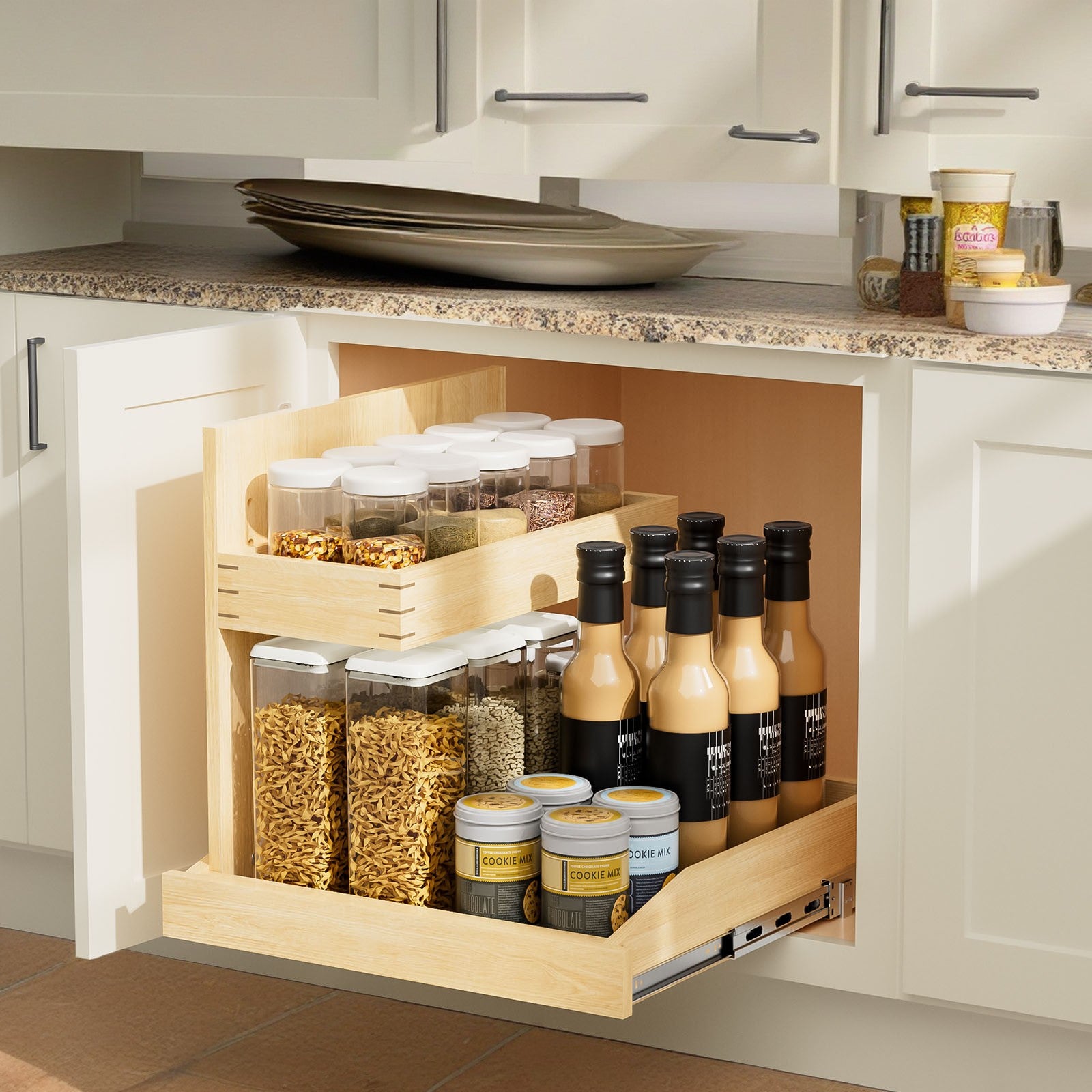 2-Tier Wooden Pull-Out Under-Sink Organizer