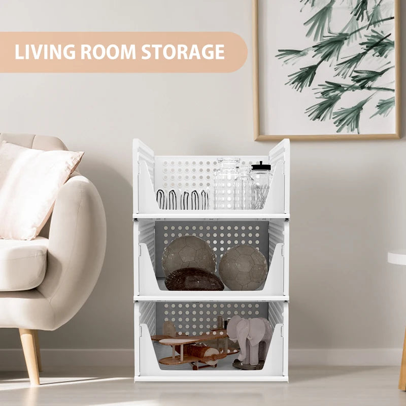 Stackable Pull-Out Closet Organizer, 4 Pack