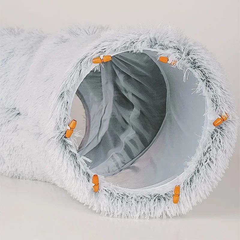 Large Round Plush Pet Bed, Gray