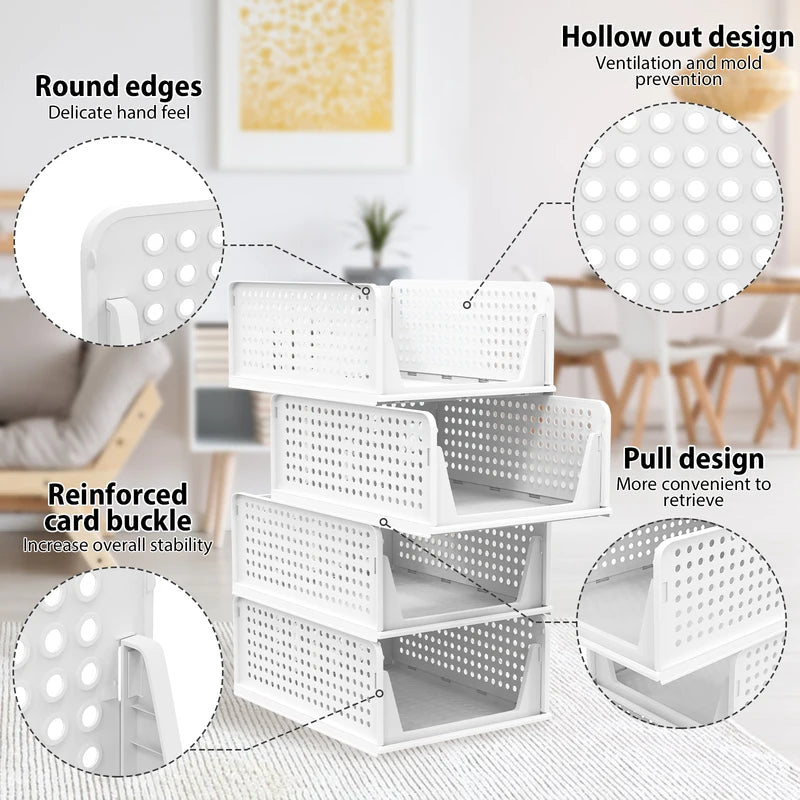 Stackable Pull-Out Closet Organizer, 4 Pack