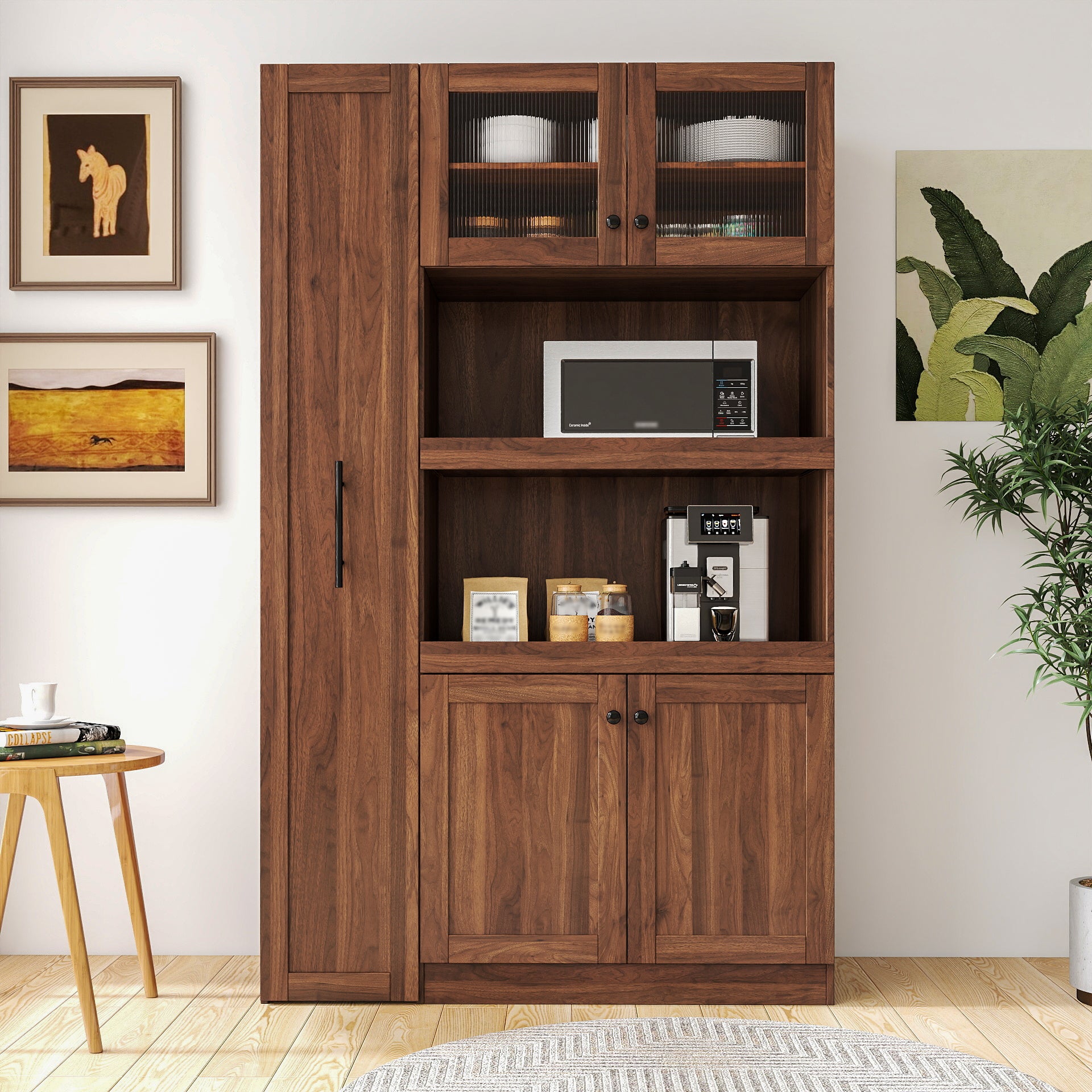 Farmhouse Pantry Cabinet with Pull-Out Shelves
