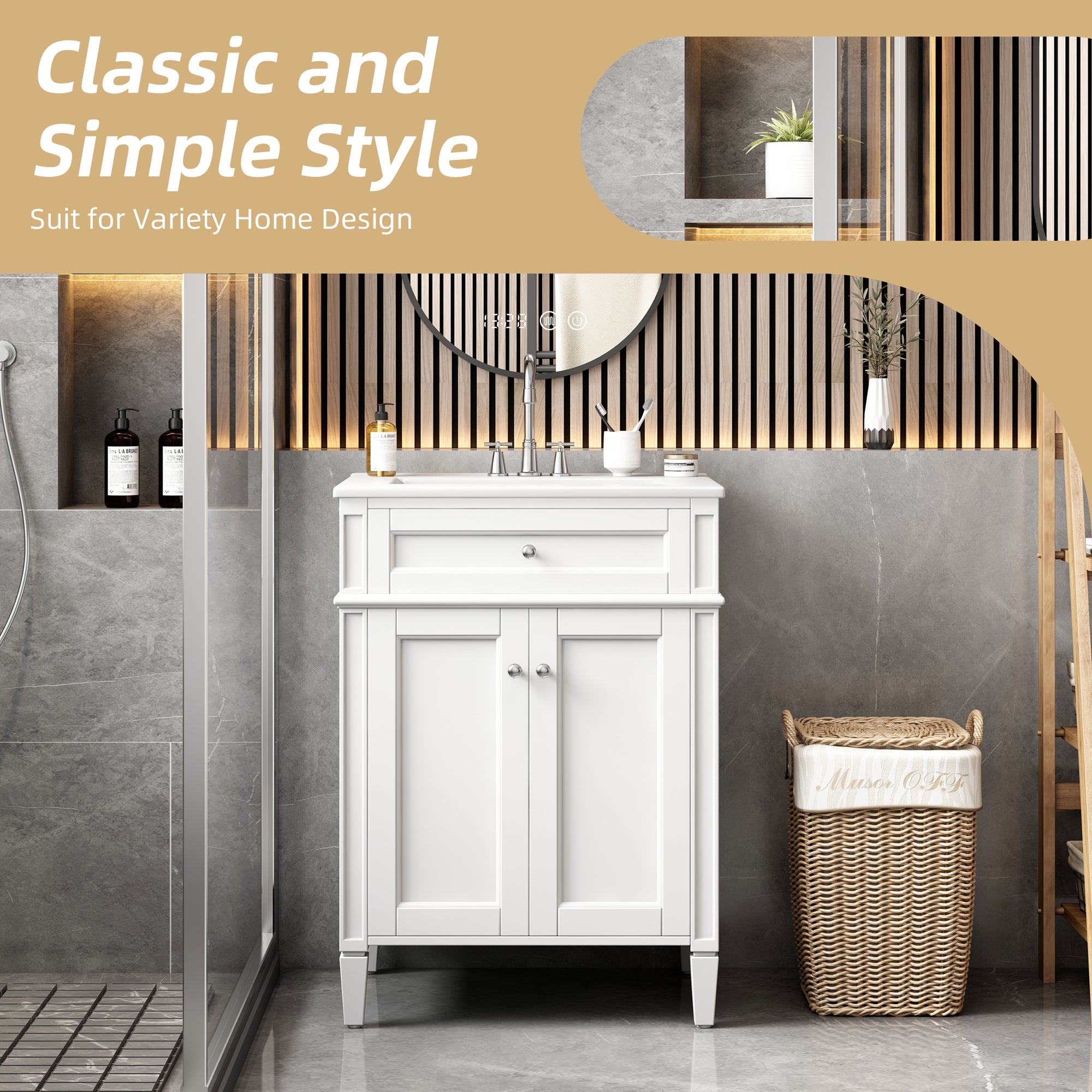 24 in Bathroom Vanity with Ceramic Sink