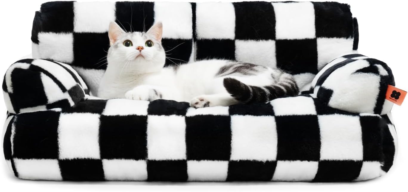 Fluffy Pet Couch Bed for Cats and Small Dogs