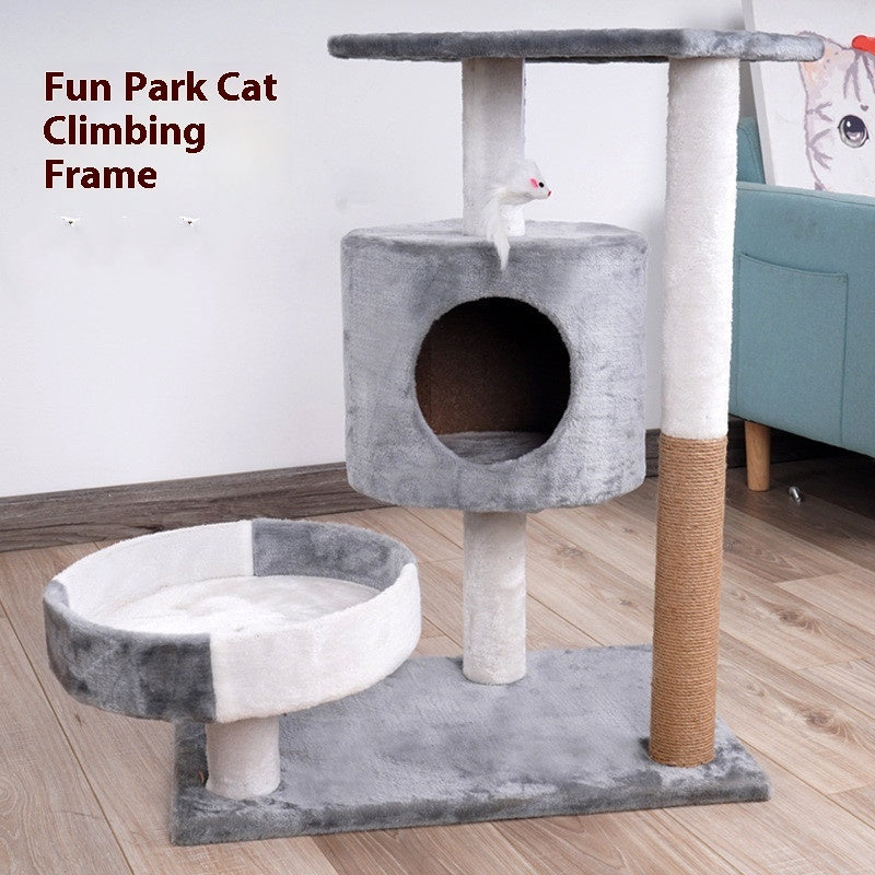 Plush Cat Tree with Nest and Scratching Post