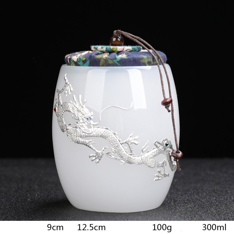 Silver-Inlaid Glazed Tea Caddy