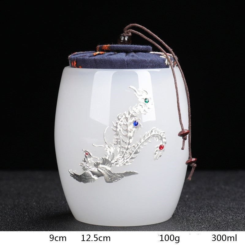 Silver-Inlaid Glazed Tea Caddy