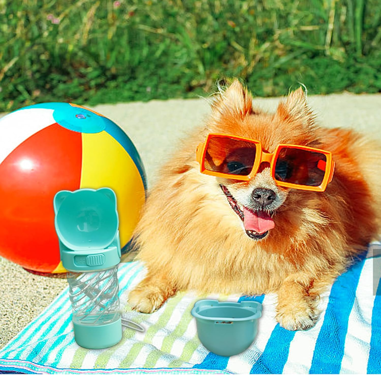 3-in-1 Portable Pet Water Bottle with Food Container