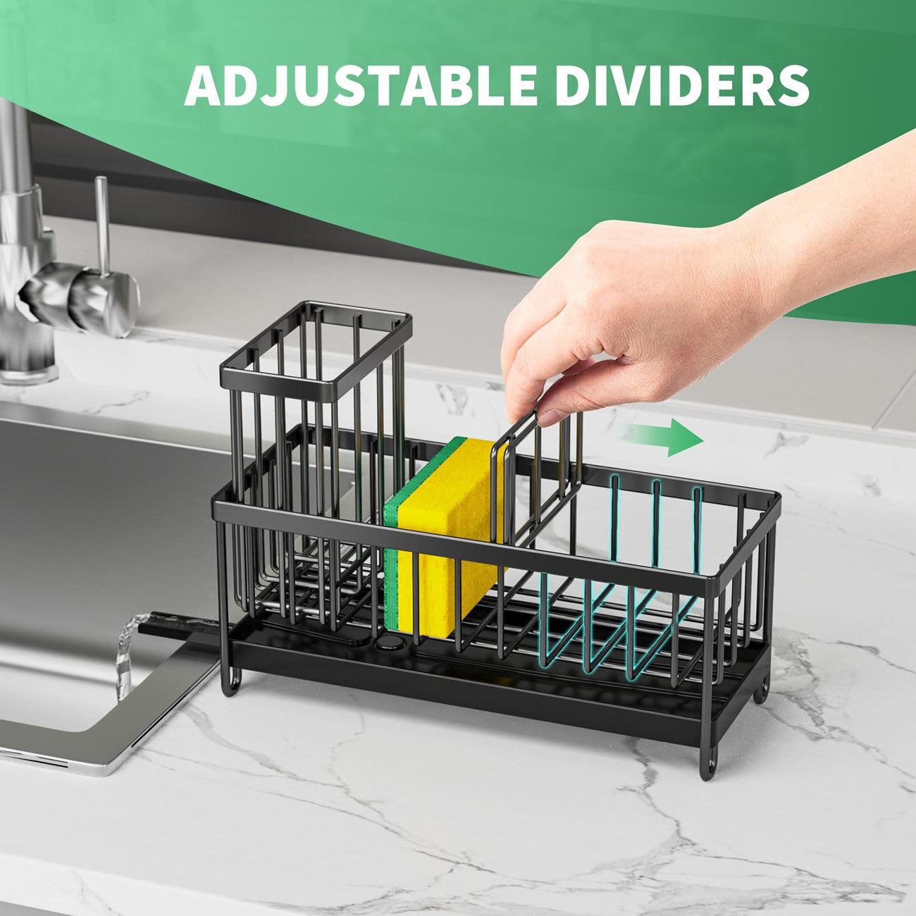 Metal Sink Organizer with Soap Dish and Brush Holder