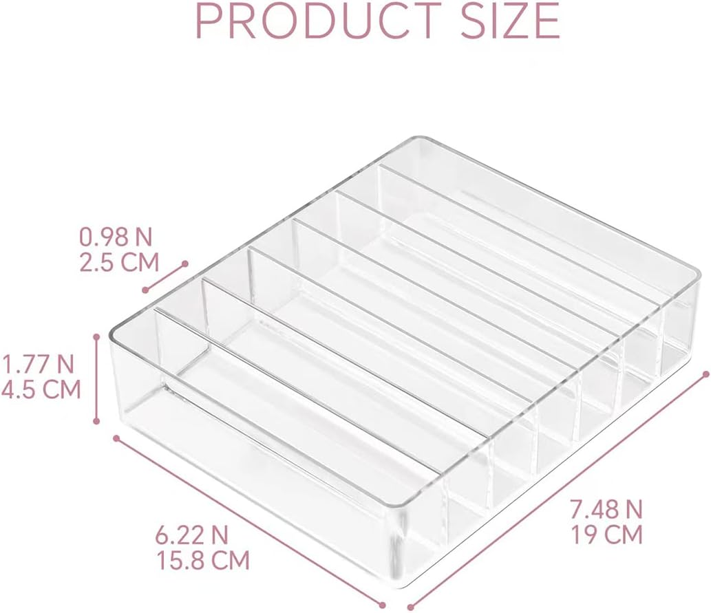 7-Compartment Clear Makeup Palette Organizer