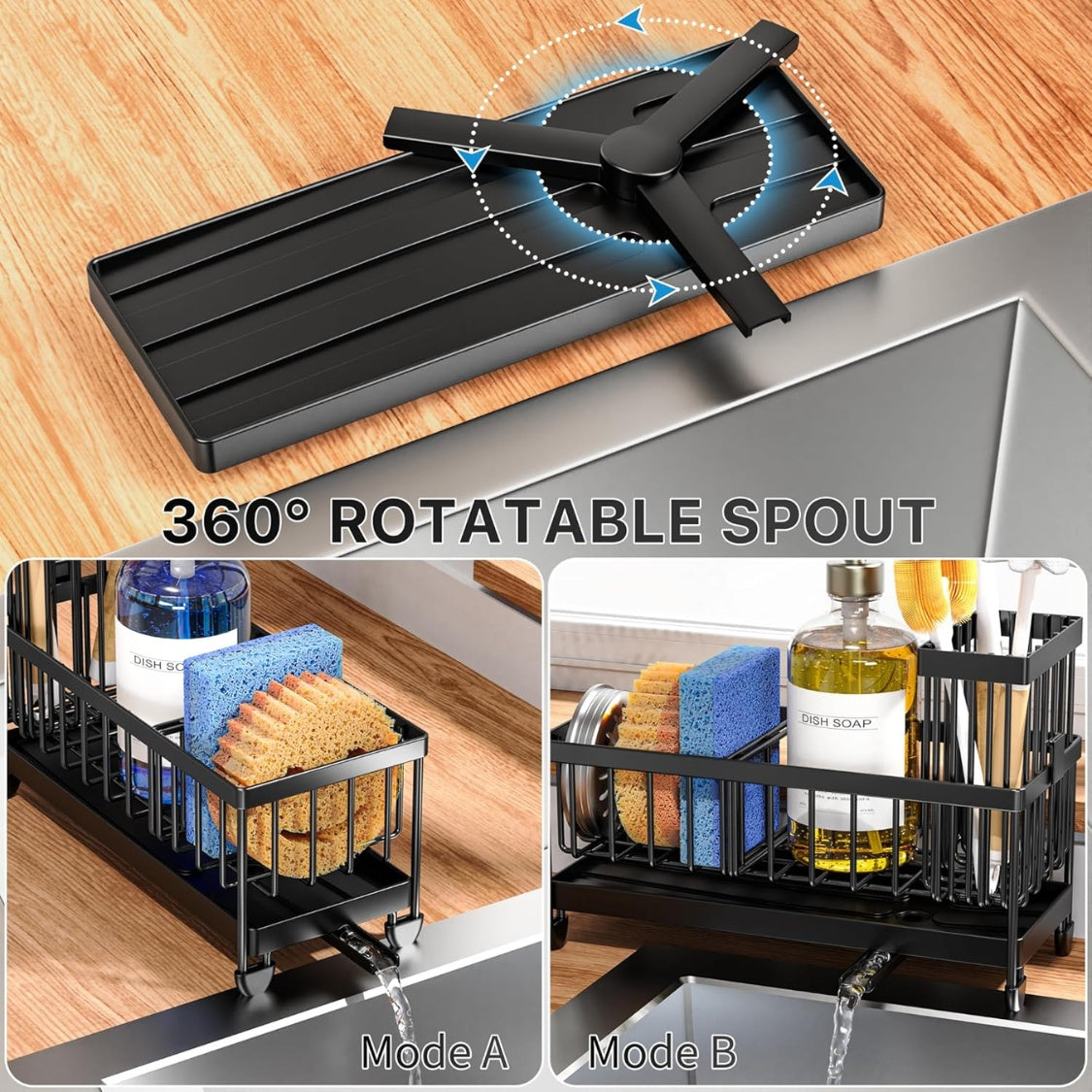 Stainless Steel Sink Caddy with Brush Holder
