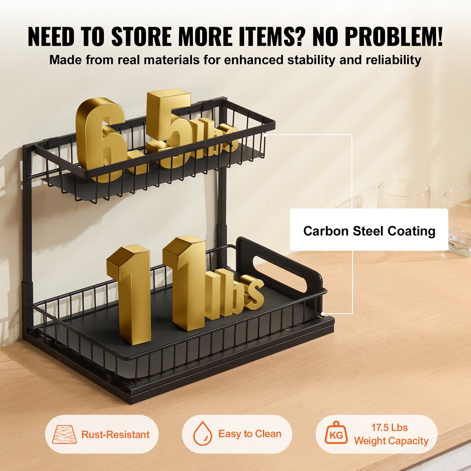 2-Tier Pull-Out Under-Sink Cabinet Organizer