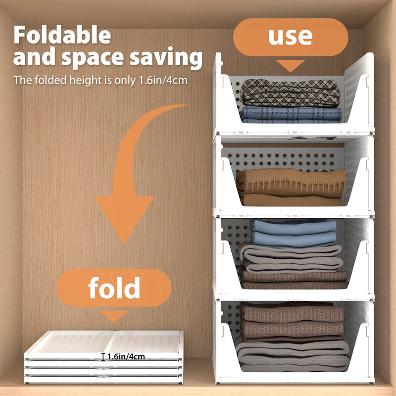Stackable Pull-Out Closet Organizer, 4 Pack