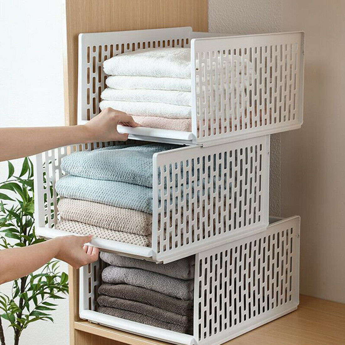 White Stackable Wardrobe Organizers